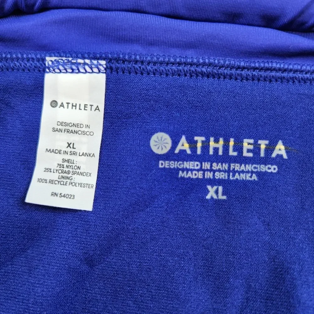 NWT Athleta Blue High Neck Keyhole Bikini Side Tie Bottom Sz XL
